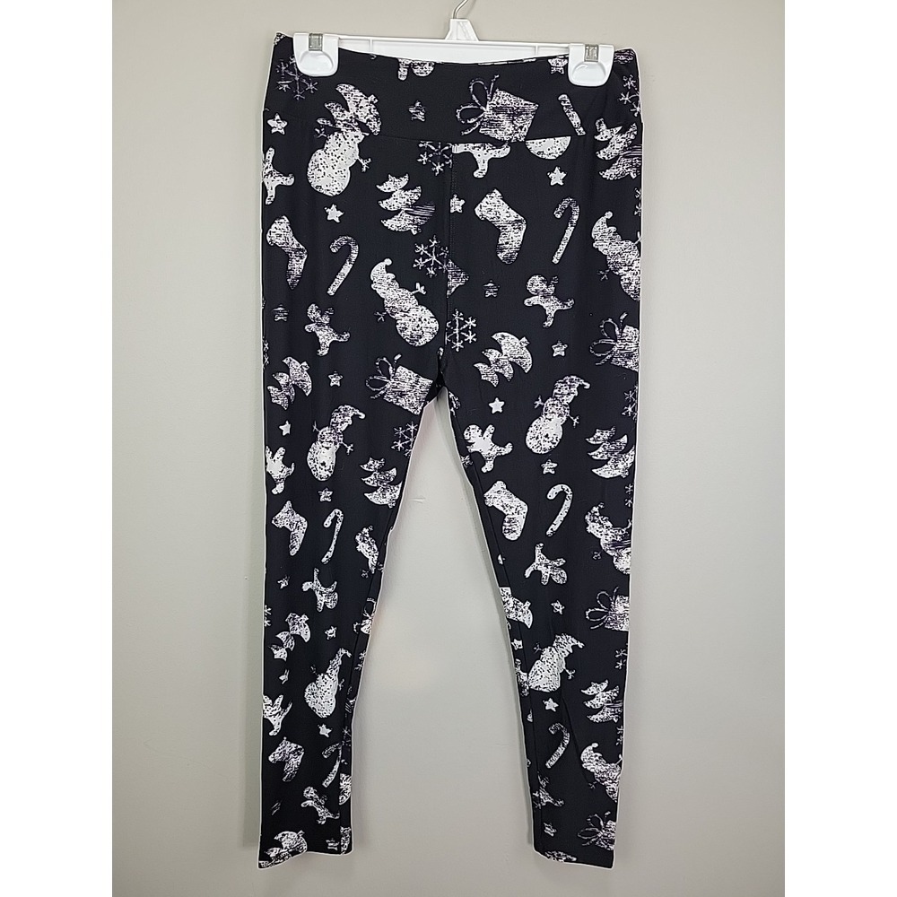 SH Chalkboard Christmas Polyester Spandex Ankle Leggings Plus Size